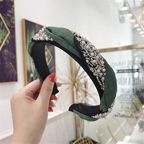 Preisvergleich Produktbild HUIQING Breite Mode Stoff Haarband Strass Stirnband Kristallkopfwickel Zubehör für Frauen Braut Haarschmuck