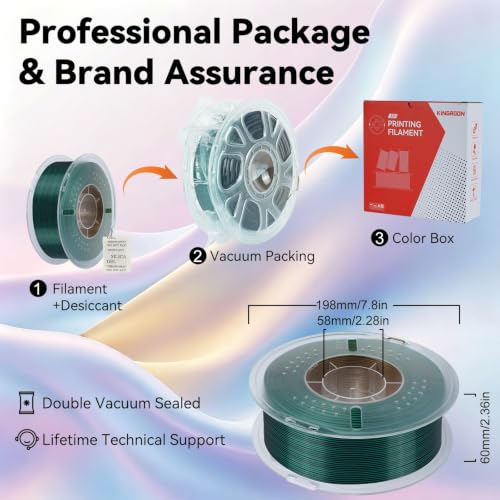 Image of Kingroon PLA Filament, Multicolor Silk PLA Filament, Tri Color 3D Printer Filament, 1.75 mm, Dimensional Accuracy + /- 0.03 mm, 1kg Spool(2.2lbs), Black Green Gold