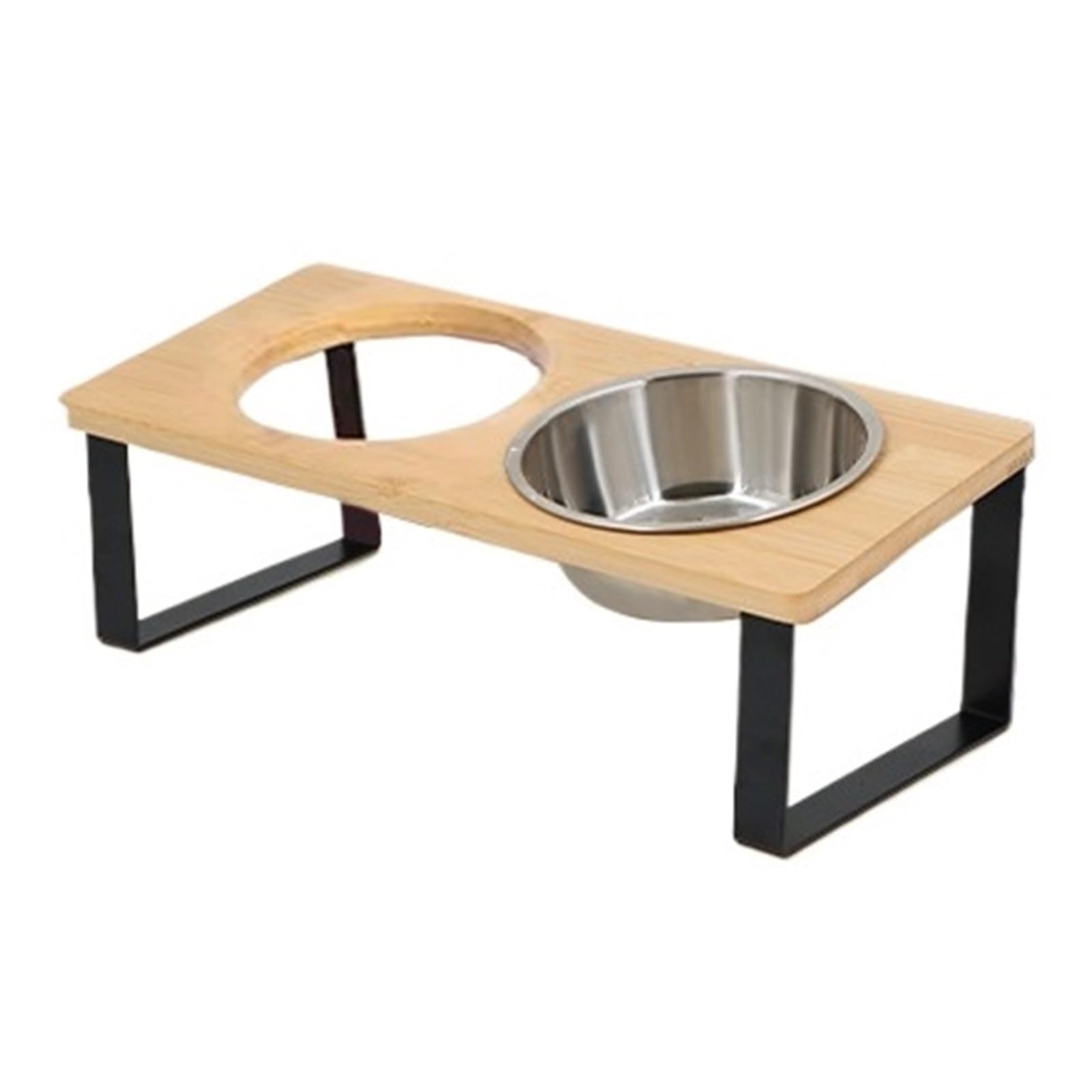 Gamelles surélevées for Chats et Chiots avec support en bois et 2 bols inox