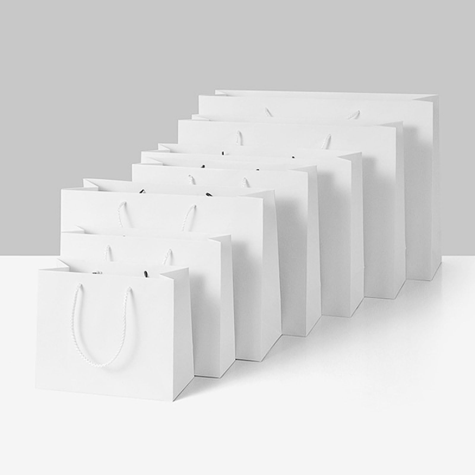 20er-Pack robuste Tragetaschen aus weißem Karton for Bekleidungsverpackungen, Brillen und Kosmetiktaschen mit Baumwollseilgriff(25 * 13 * 32cm)