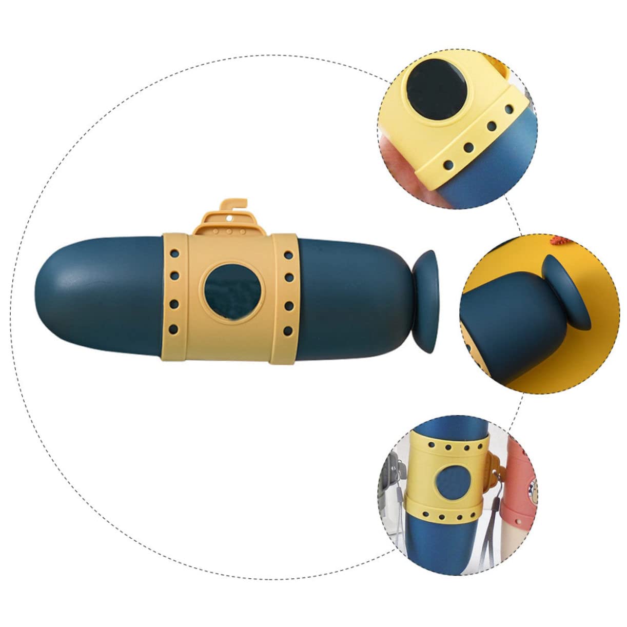 Gatuida 6piezas Caja De Viaje para Cepillo De Dientes Forma De Submarino Organizador Portátil para Cepillo Taza De Lavado De Profundo