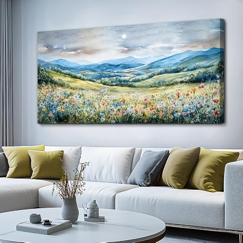 PHAOHUAXM Large Canvas Wall Art Decor For Living Room Wall Decor For Bedroom Field Scenery Watercolour Wall Painting Room Office Decorations Printing Artwork Picture Home Decoration Mural 30x60 In