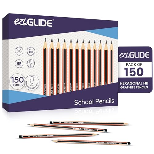 Crayons HB graphite Eziglide lot de 150 pièces hexagonales pré-aiguisées pour école et bureau