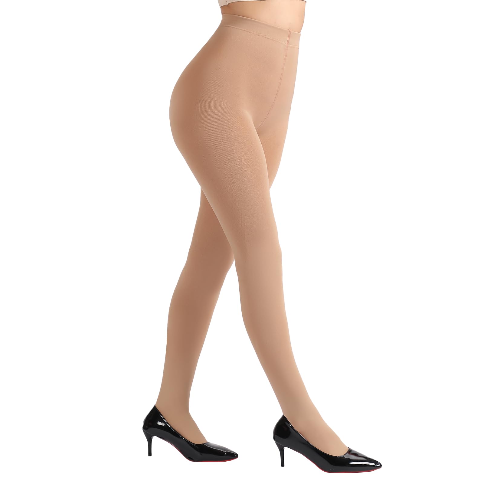 DancMolly Opaque Fleece Lined Tights for Women, High Waist Warm Winter Thermal Control Top Pantyhose