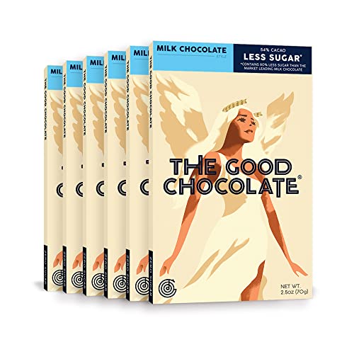 The Good Chocolate - Keto Milk Chocolate Style Bars, 80% Less Sugar, Lower Net Carb Snack, Lower Calorie, Creamy Chocolate Candy, 6 Bar Value Pack #TOP5