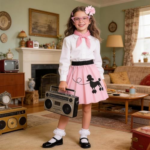 Disfraz completo años 50 para niñas, falda Poodle miniatura 3