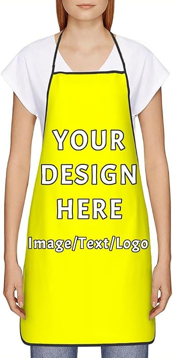 Custom Apron Personalized Aprons for Women Men Kitchen Apron Add Image Text Logo Customized Cooking Gifts, Black
