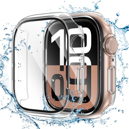 Image of Tensea For Waterproof Apple Watch Screen Protector Case Series 10 42mm Accessories, iWatch Protective Case PC Face Cover Built-in Tempered Glass Film, Sweatproof Bumper for Men and Women, 42