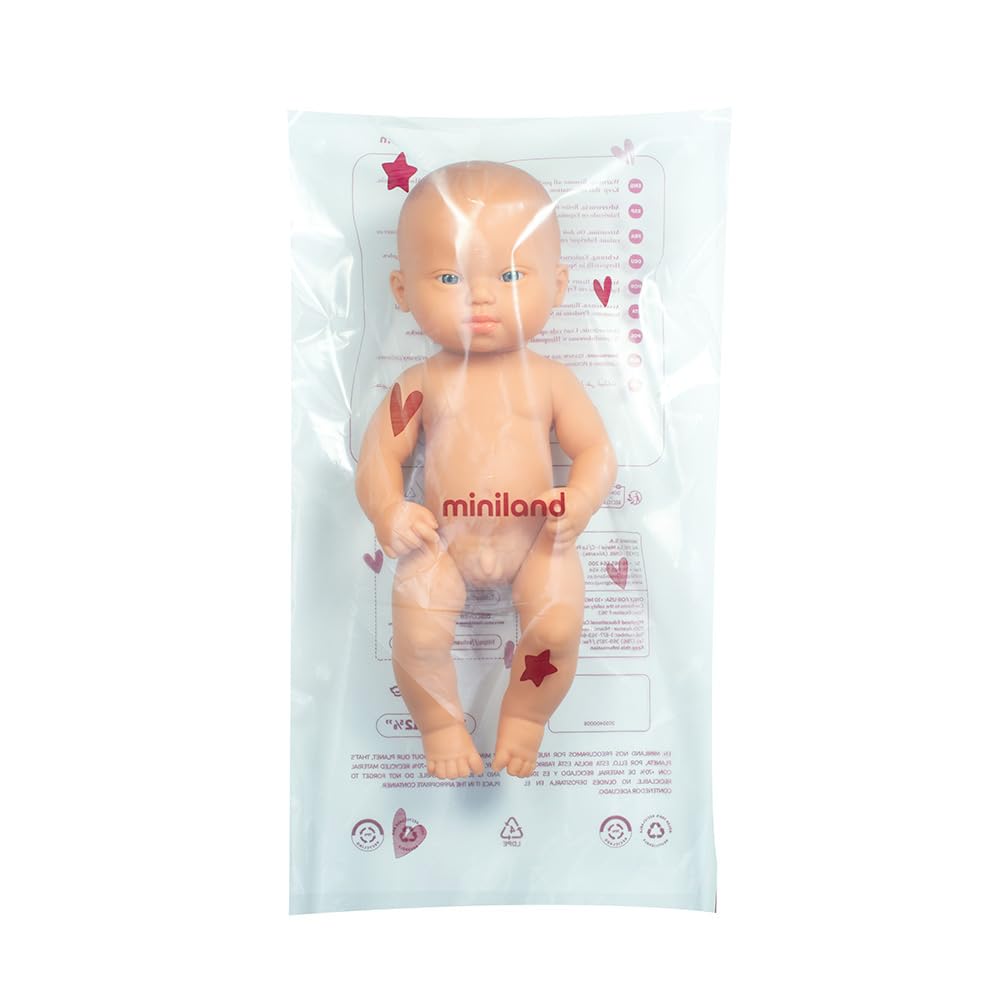 Miniland - Caucasian Baby Boy Doll with Down Syndrome, 32 cm, Inclusive Anatomically Correct with Diverse Features, Handmade Baby Doll - Image 2
