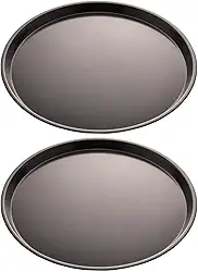 Kit 2 Assadeiras Antiaderentes Formas de Pizza 36cm Preta Redondas Aço Carbono Lyor