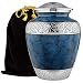 Heavenly Peace Lovely Dark Blue Adult Cremation Urn For Human Ashes - This Beautiful Large Urn is Perfect to Honor Your Loved One - A Warm Comforting Place For Your Cherished Remains - with Velvet Bag