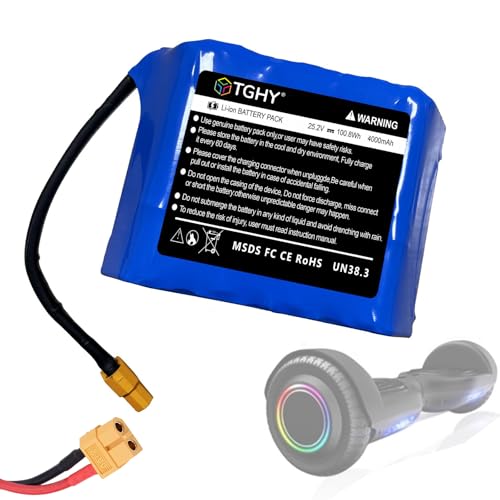 TGHY Batería de Ion de Litio de 29,4 V para Hoverboard, 25,2 V, 4 Ah, Compatible con Scooters de Doble tracción o vehículos de Equilibrio de 100,8 WH o Menos.