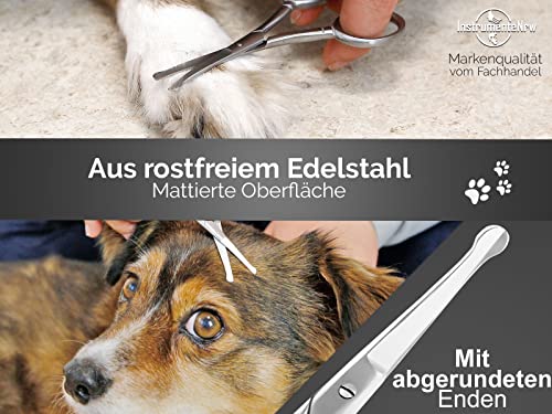 Pfotenschere Hunde Fellscheren Set Scharfe Schnittflächen 2 abgerundete Scheren 9 cm aus Edelstahl für eine perfekte Fellpflege