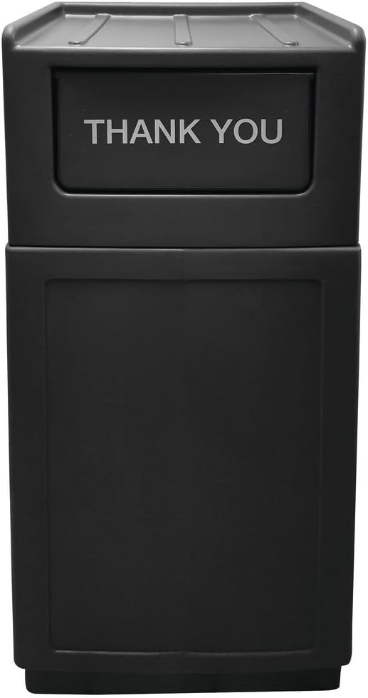 HUBERT Restaurant Trash Receptacle with Lid, 39 gal - 21 1/2" L x 14 1/2" W x 49" H