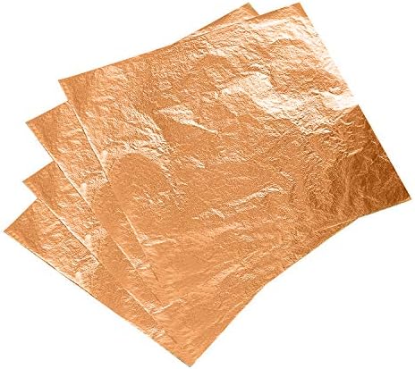 100 Count Imitation Copper Leaf, Double-Sided Rose Gold Foil Leaf Paper, Schlag Leaf, Copper Leaf Sheets for DIY Arts, Gilding Crafts, Interior Decor and Furniture, 5.5” x 5.5” (Copper)