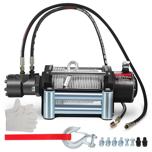 Heavy Duty Hydraulic Winch for Truck & Vehicle Recovery, 15000LBS Pulling Capacity, 5/16'x78FT Steel Cable...