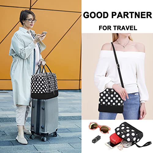 Image of IBFUN Weekender Bags for Women, 21 inch Weekender Travel Bag, Travel Duffle Bag Carry on Overnight Duffel Bag 3PCS, B7-Polka Dot, Large, Expandable Weekender Bag With Back Side Luggage Sleeve and
