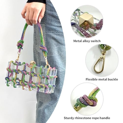 Image of Acrylic Clutch Bags for Women, Colorful Purse with Rhinestone Glittering Handbags Party Wedding Events, Rainbow