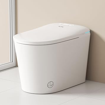 Smart Toilet with Bidet Bulit in - Auto Open/Close Lid, Heated Seat, Dryer, Night Light, Dual Auto Flush, Foot Sensor Operation, Modern Elongated One-Piece ADA Height Toilet for Bathrooms