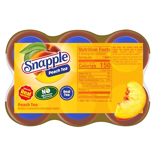 Image of Snapple Peach Tea, 16 fl oz recycled plastic bottle, 6 pack