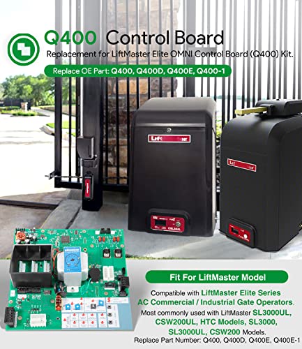 Replacement for Liftmaster Q400 Q400E-1 Elite Omni Main Circuit Control Board, Q400D Q400E SL3000 CSW200 Gate Openers Operators