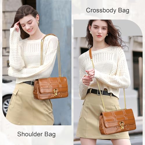 Image of Over Earth Quilted Leather Crossbody Bags for Women Chain Shoulder Purse