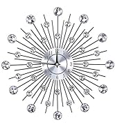 Haofy Crystal Wall Clock Decoration, Decorative Crystal Metal Rattan Wall Clock, Dial, Large Arab...