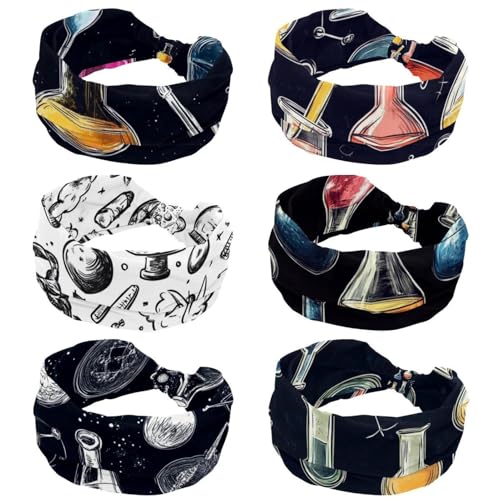 Bandeaux larges antidérapants lot de 6 pour sport et cheveux fins sans couture motif imprimé