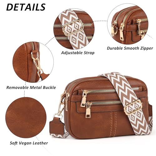 Crossbody Bags for Women, 6-Pockets Purses for Women, Vegan Leather Handbags Shoulder Bag for Travel Shopping4