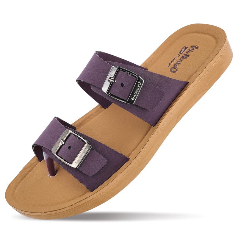 Image of WALKAROO Women's Fashion Sandals with Cushion Sole, Toe Seperator, Dual Straps with Buckles and Lightweight - WL7581