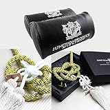W-POWER 2PCS Junction Produce JDM Car Neck Pillow Headrest Black + VIP Charm Fusa Kiku JP Knot Kin Tsuna Rope for Rear View Mirror Decor Window Pendent Set (Black -GW)