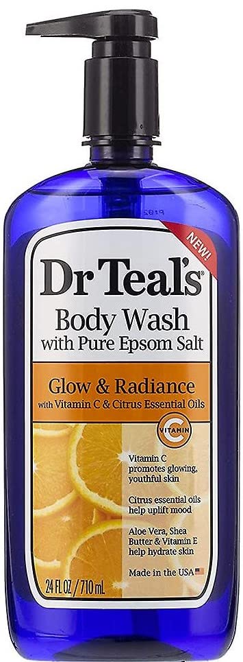 Body Wash with Pure Epsom Salt, Glow & Radiance, Vitamin C & Citrus Essential Oils Teal's, 24 fl oz