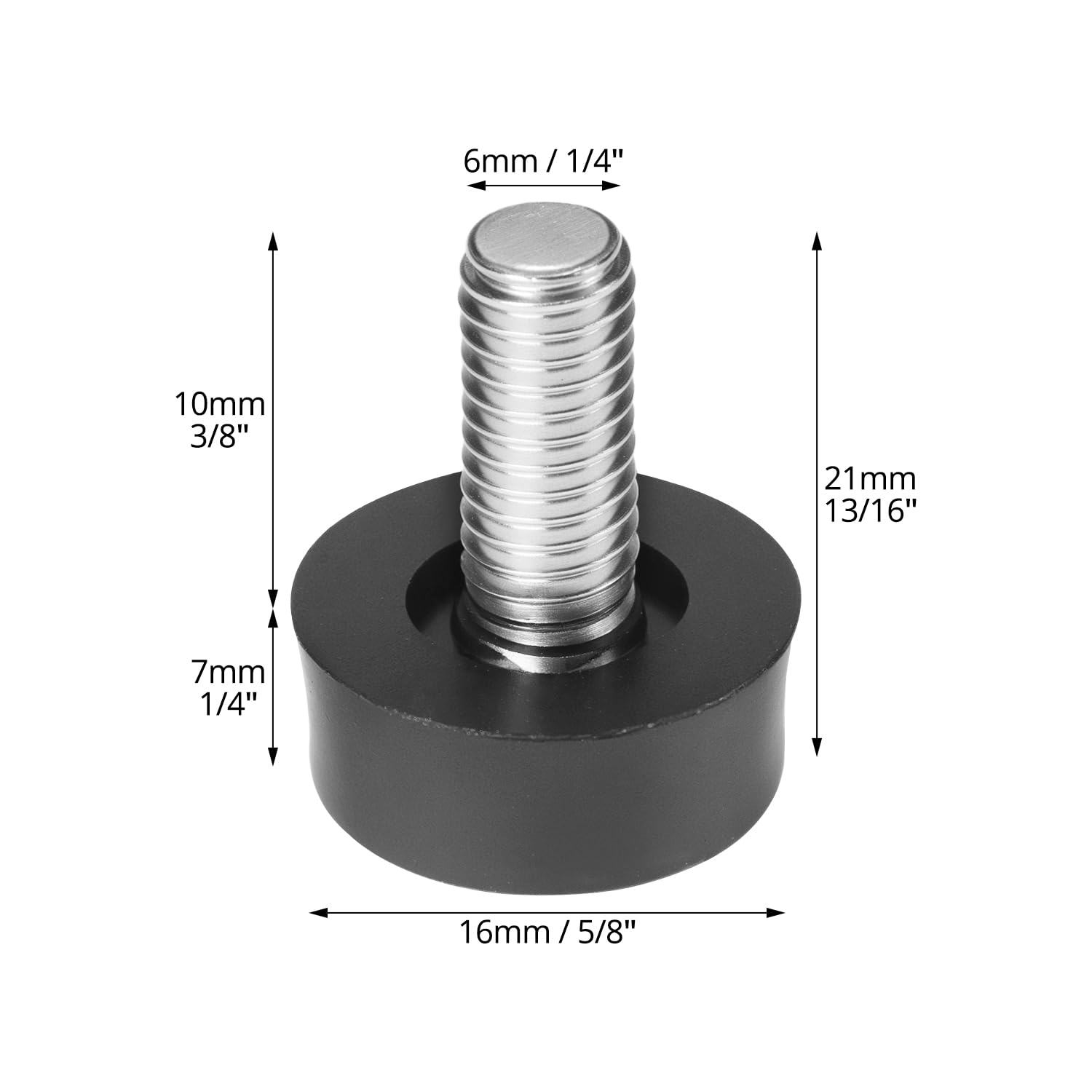 QWORK® Stopki poziomujące, poziomownice do mebli, śruba do mebli, stopka poziomująca, M6 x 10 mm, 24 szt