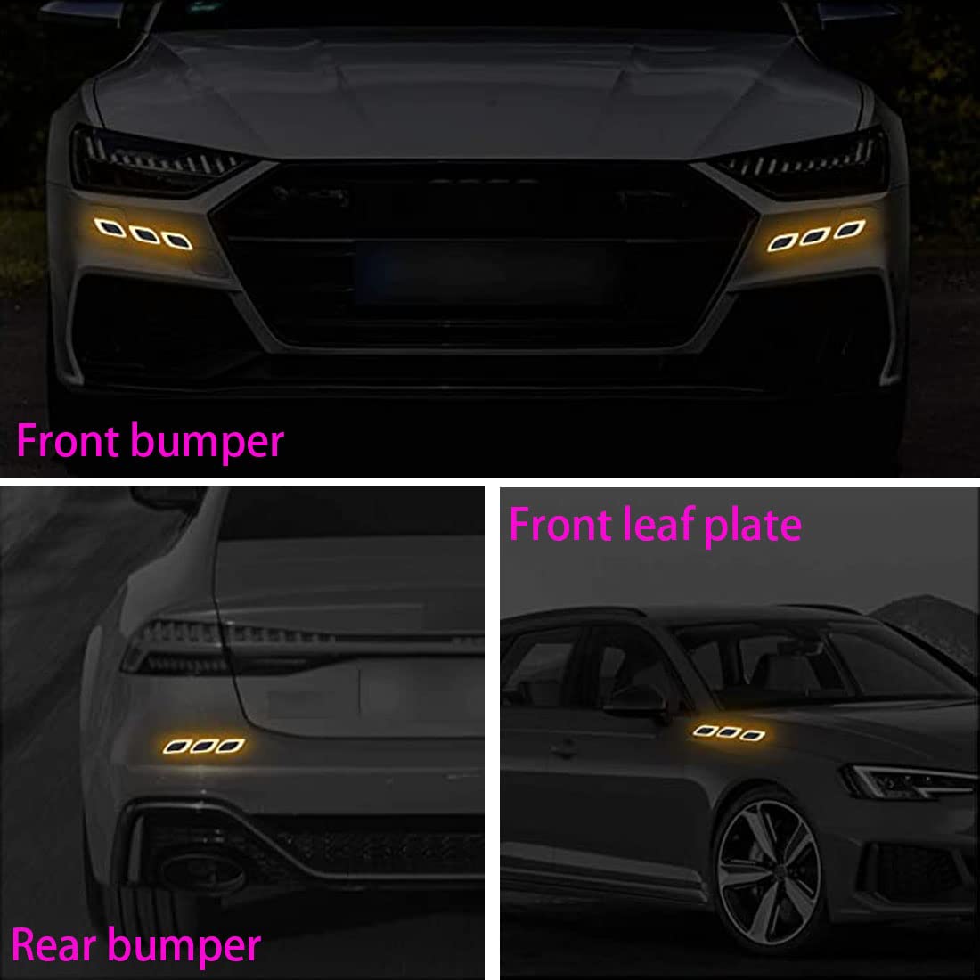 6 stuks 3D sterke zelfklevende reflecterende strepen, autospatbord, bumper, reflecterende stickers, hoge intensiteit reflecterende stickers voor nachtzichtbaarheid, voor auto, SUV, rood