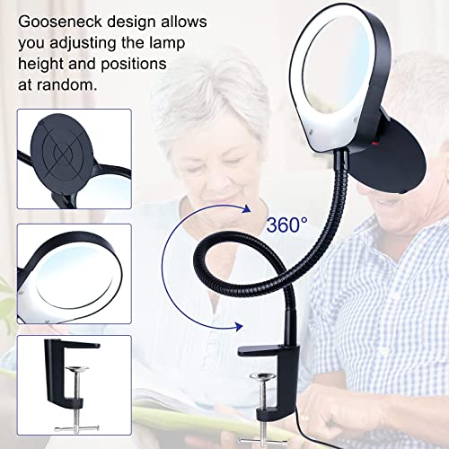 10X Magnifying Glass Lamp With Light, Magnifier Light With Clamp, Adjustable Flexible Gooseneck Magnifier Light For Close Work Reading, Crafting, Sewing, Soldering, Jewelry Makers #TOP4