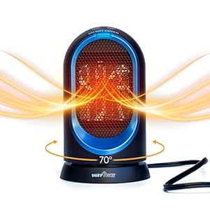 Portable Electric Space Heater, ETL Certified Ceramic Personal Foot Heater, Oscillating Heater with Tip-Over and Overheat Auto Shut Off, Safe for Office Room Desk Indoor Use (Blue)