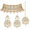 Aheli Elegant Indian Wedding Wear Faux Kundan Studded Choker Necklace with Maang Tikka Set Ethnic Fashion Jewelry for…