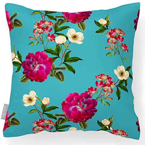 Izabela Petersu00ae - Cojín de terciopelo de lujo, tacto suave, colección Gnatbank, color azul prusiano, diseño impreso, hecho a mano en el Reino Unido