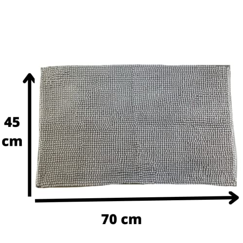 Tapete de Banheiro Antiderrapante Bolinha Microfibra 70x45cm (Cinza)