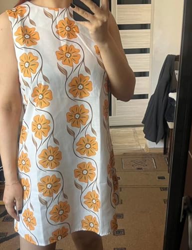 Image of Womens Summer Floral Print Mini Dress Romantic Sleeveless Shift Short Dress Vacation Fairy Dresses