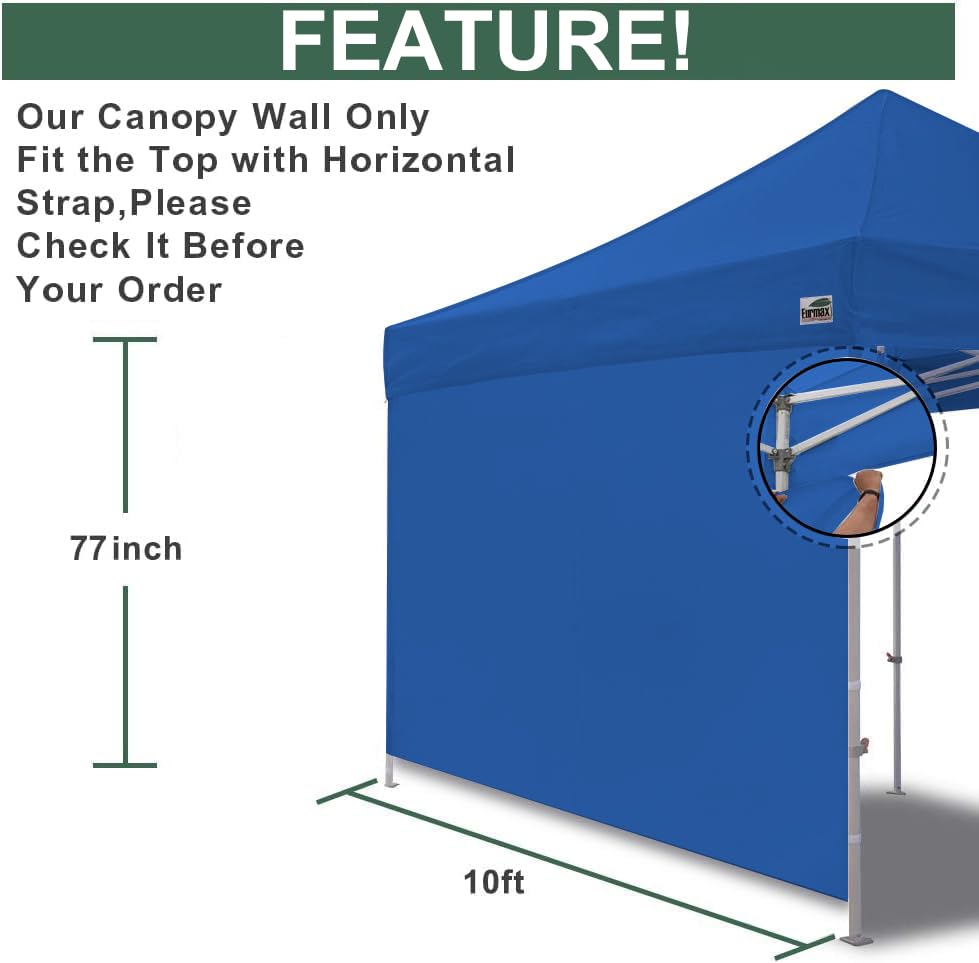 Image of Eurmax USA 10x6.4 Pop Up Canopy SunWall-UV Protection for Tents,Blocks Sunlight&Wind,Water Resistant Side Wall Only,Easy Hook & Loop Installation,Fit for 10FT Straight Leg Shelters&Gazebo,Royal Blue