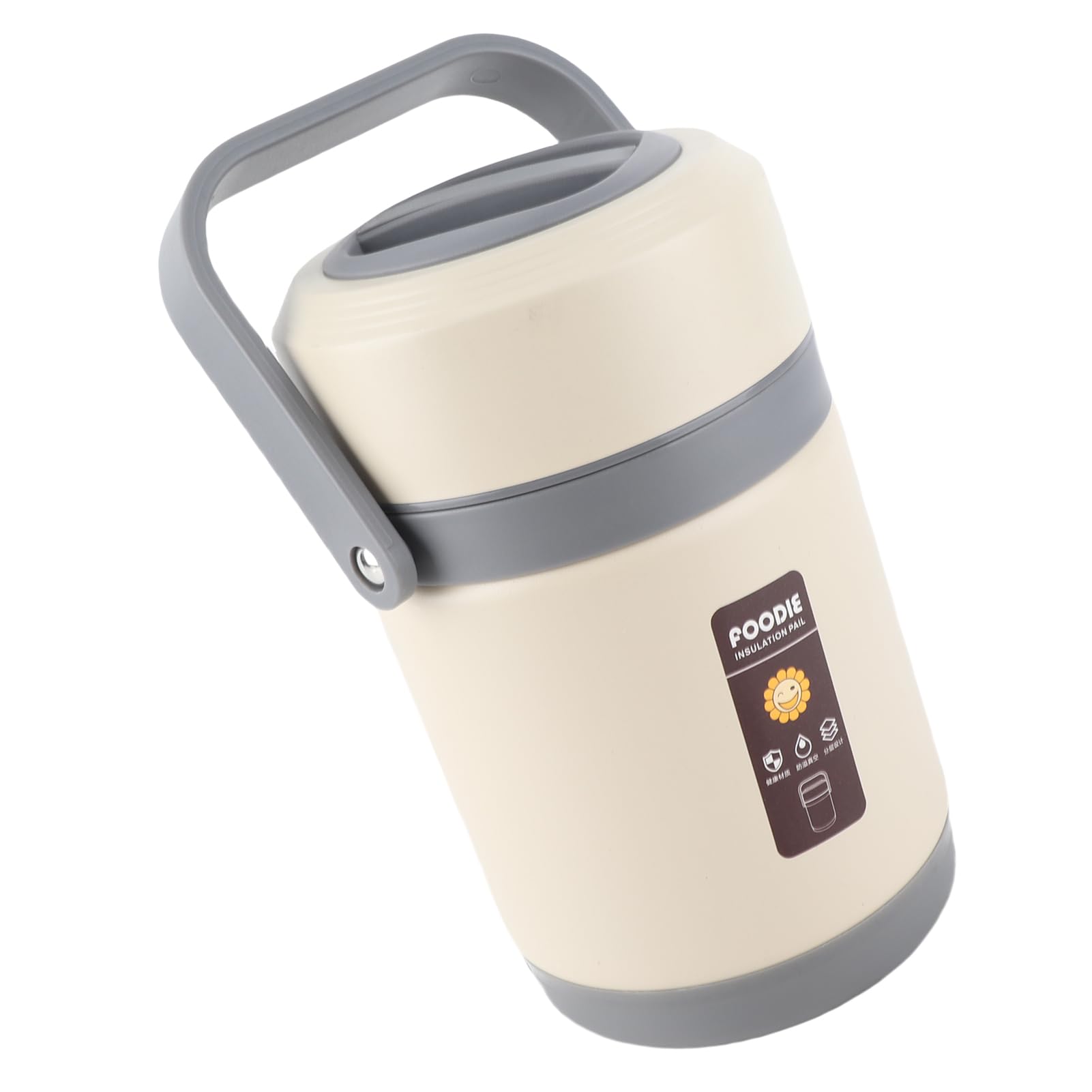 Pssopp Fiambrera Térmica de Acero Inoxidable Contenedor de Almuerzo con Aislamiento de Temperatura Constante para Sopa Caliente Preparación de Comidas de Gachas con Capacidad de 2 (Beige)