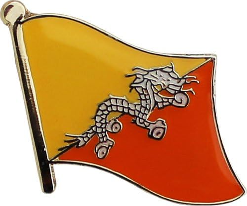 Bhutan Flag Die-struck Metal Lapel Pin with Butterfly Clasp - Image 2