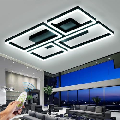 Lampe de plafond moderne LED noir dimmable salon