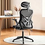RELXSKY オフィスチェア デスクチェア 疲れない 人間工学 椅子 135°ロッキング機能 可移動腰サポート テレワーク 跳ね上げ式アームレスト 3Dヘッドレスト 高反発クッション 通気性事務椅子 学習チェア PCチェア 通気性メッシュ おしゃれ ゲーミング/パソコン/勉強/事務用 (ブラック) image