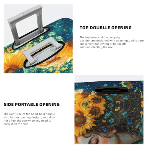 VOSERY Travel Luggage Cover - Starry Sky Sunflower Princess Washable Suitcase Covers Protector Fits 18-32 Inch Luggage3