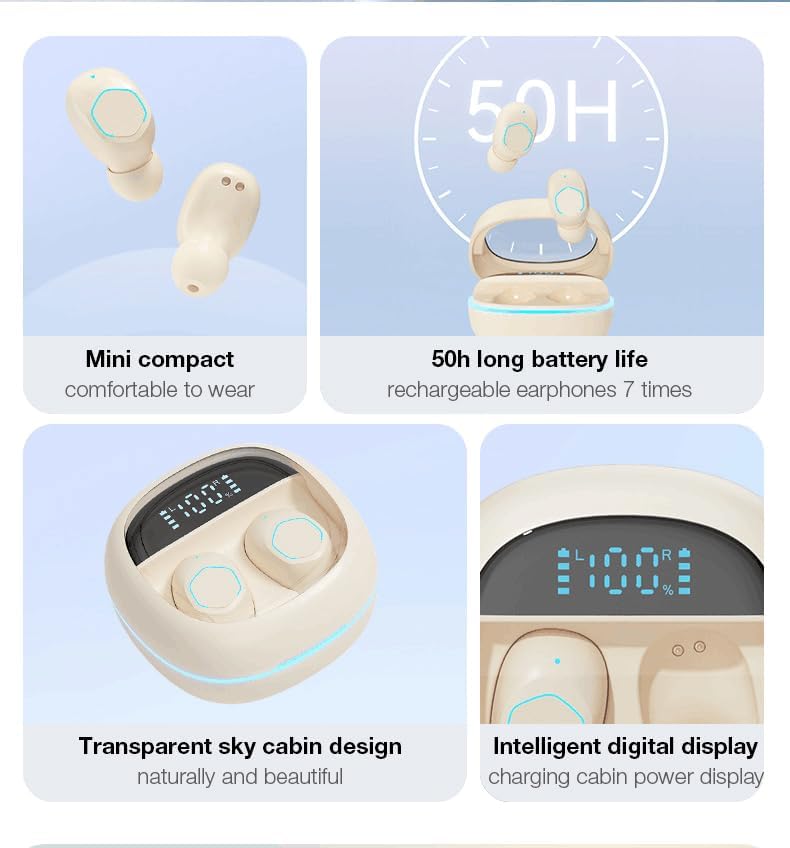 Femeie purtând o singură cască wireless, evidențiind dimensiunile reduse și confortul la fixare