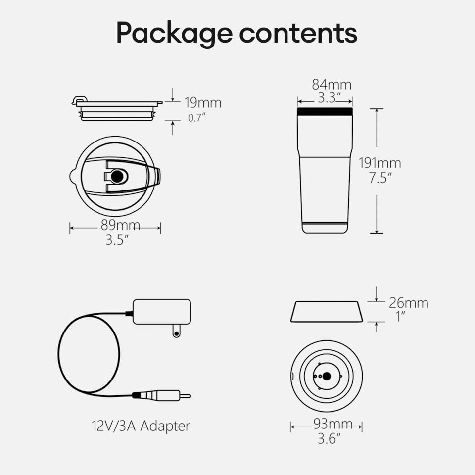 min Ya-Stainless Steel Heating Temperature Control Smart Tumbler, Large Capacity 18 Oz, 4 Adjustable Temperature Settings: 113°F, 122°F, 131°F, 144°F, Heated Coffee Mug with Lid/ 12V 3A