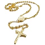 Marca: MunkiMix MunkiMix Acero Inoxidable Colgante Collar Oro Dorado Tono Jesús Cristo Crucifijo Cruzar Cruz Rosario 23 Pulgada Cadena Hombre,Mujer,Cadena