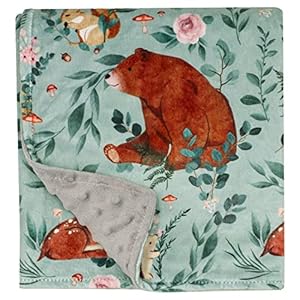 Baby Blankets for Boys Girls Minky Blanket with Dotted Backing Super Soft Throw Blanket 30 x 40 Inches Woodland Animals